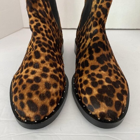 Rebecca Minkoff EUC Sabeen Too Calf Hair Leopard Print Pull On Bootie Sz 7.5 - Picture 5 of 10